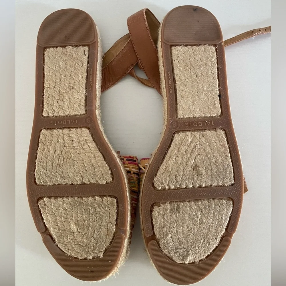 TALBOTS IZZY D'ORSAY ESPADRILLE FLATS - STRAW SIZE 8